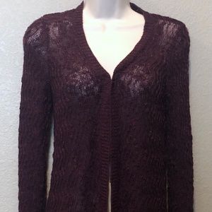 Cloud Chaser Women's Burgundy Open Front Lightweight Cardigan Sweater Size XS